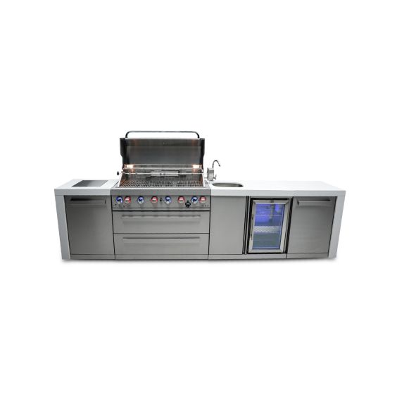Mont Alpi 805 Deluxe Propane Gas Island Grill W/ Beverage Center, Infrared Side Burner, &amp; Rotisserie Kit - MAi805-DBEV