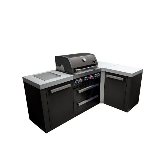 Mont Alpi 4-Burner Black Stainless Steel Island with 90-Degree Corner - MAi400-BSS90