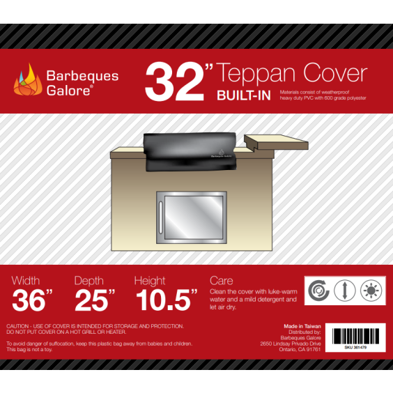 Barbeques Galore 32" Cover For Teppanyaki Built-In Grill - BCVTPBI