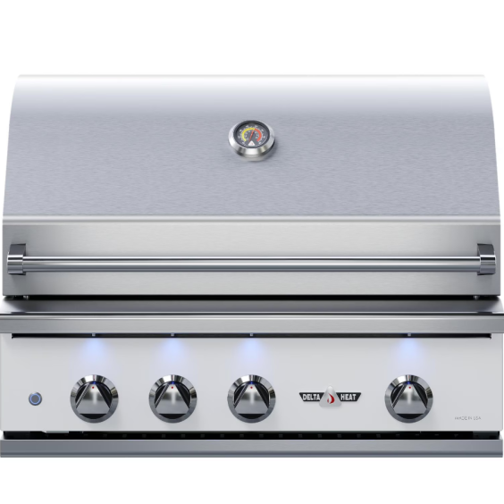 32" Delta Heat Gas Grill with Rotisserie, White Control Panel- NG- DHBQ32R-WN