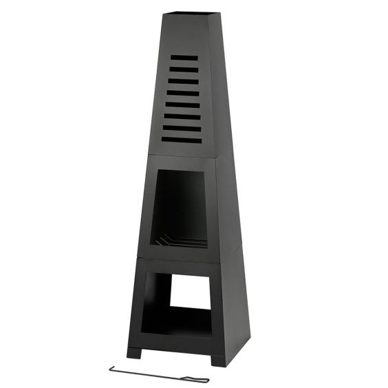 HeatMaxx 59" Steel Outdoor Wood Burning Chiminea Fire Pit with Built-in Log Storage - SRCH20