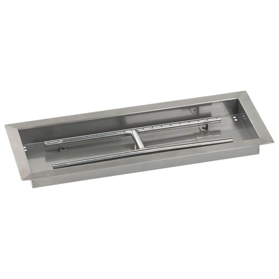 American Fireglass 24" x 8" Stainless Steel Rectangular Drop-In Fire Pit Pan - SS-AFPP-24