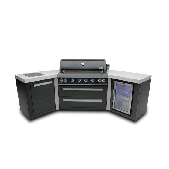 Mont Alpi 805 Black Stainless Steel Island w/ 45 Degree Corners & Fridge Cabinet - MAi805-BSS45FC