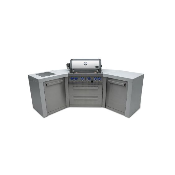 Mont Alpi 400 Deluxe 45 Degree Propane Gas Island Grill W/ Infrared Side Burner &amp; Rotisserie Kit - MAi400-D45
