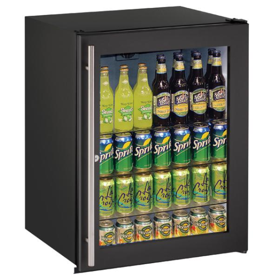 U-Line ADA Collection 24&quot; Glass Door Refrigerator - Black Frame - U-ADA24RGLB-13B