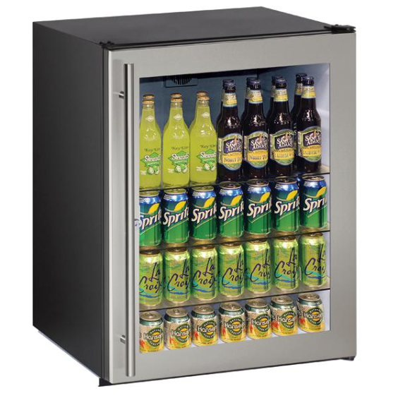 U-Line ADA Collection 24&quot; Glass Door Refrigerator - Stainless Frame - U-ADA24RGLS-13B