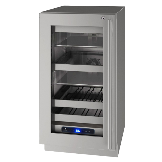U-Line 5 Class Left Hinge 18" Beverage Center with Lock - Stainless Frame - UHBV518-SG51A