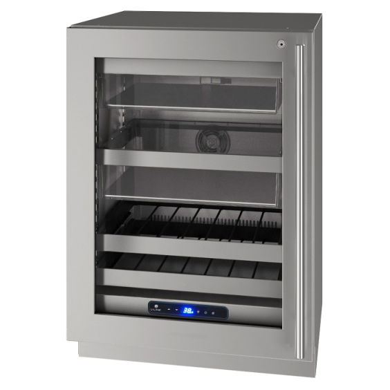 U-Line 5 Class Left Hinge 24" Beverage Center with Lock - Stainless Frame - UHBV524-SG51A