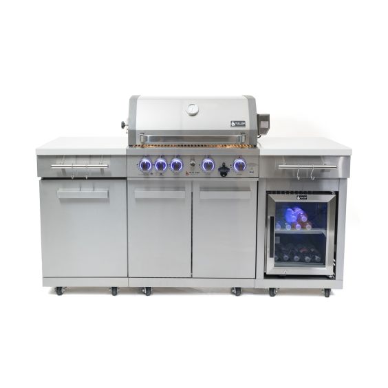 Mont Alpi 957 Propane Island Grill w/ Compact Refrigerator - Stainless Steel - MA-957FCRS