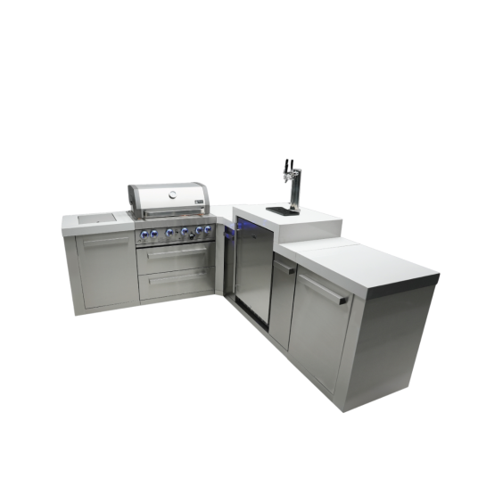 Mont Alpi 4-Burner Original Series Island with 90-Degree Corner and Kegerator - MAi400-90KEG