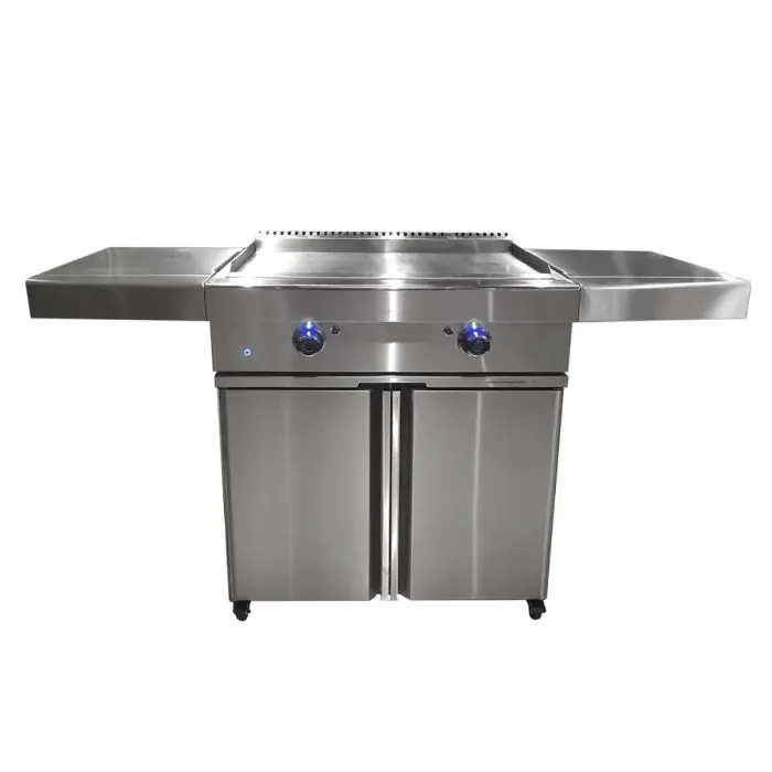 Barbeques Galore Turbo 32 inch 2 Burner Freestanding Stainless Steel Teppanyaki Propane Gas Grill TEPANLP 4BRNCART