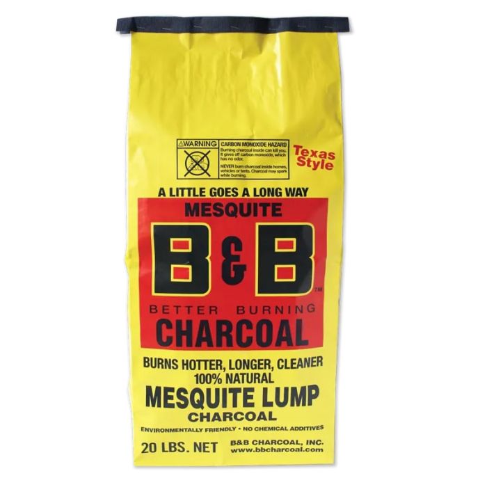 B&B Mesquite Lump Charcoal - Hardwood - 20 Lbs.