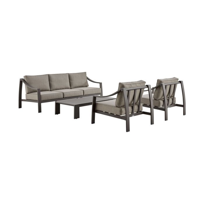 Armen Living Mongo 4 Piece Outdoor Patio Furniture Set in Dark Brown