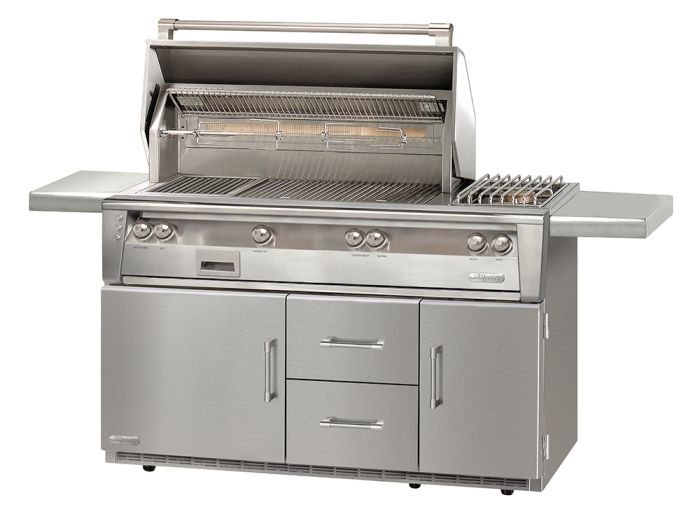 Alfresco 56-inch LXE Deluxe Freestanding Gas BBQ Grill w/ Side Burner and Sear Zone on Refrigerated Cart - Propane - ALXE-56SZR-LP