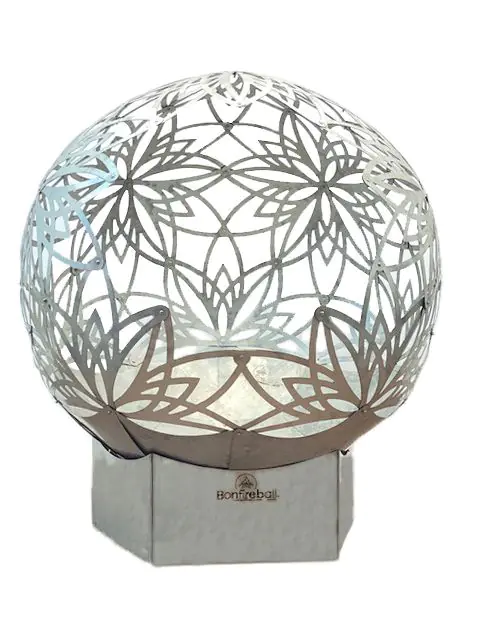 Flowerhouse 24 Inch Bonfireball Fire Pit Lotus in Stainless Steel 24BFBL SS