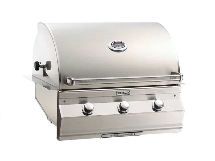 Fire Magic Aurora A660i Built-In Gas Grill with Analog Thermometer (without Rotisserie Backburner)