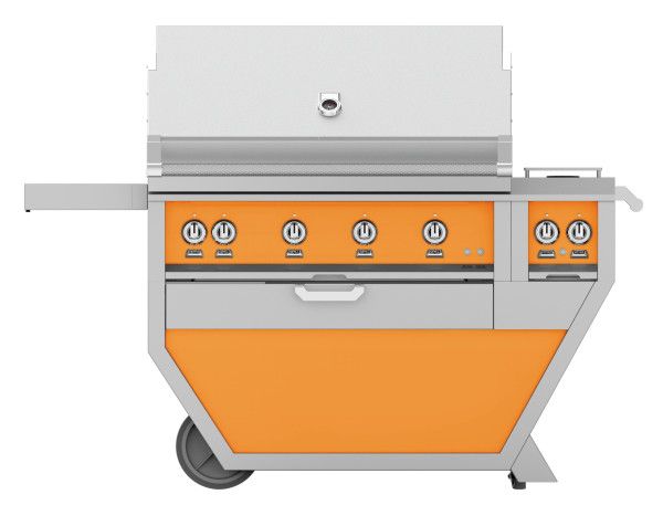Hestan 42" Freestanding Deluxe Gas Grill with Double Side Burner - Orange