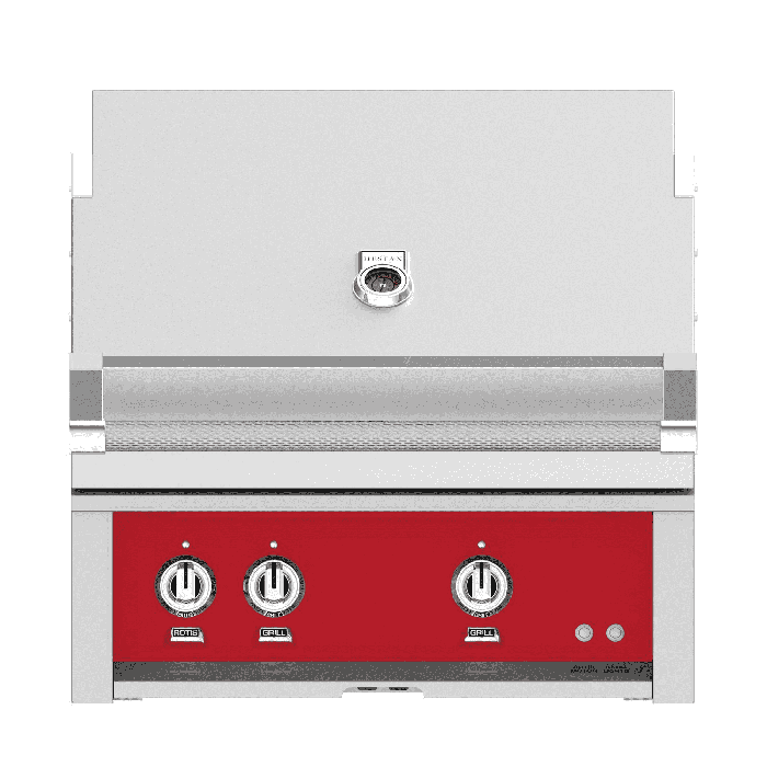 Hestan Steeletto 30" Built-in Grill with Trellis and Rotisserie-Red-Natural Gas