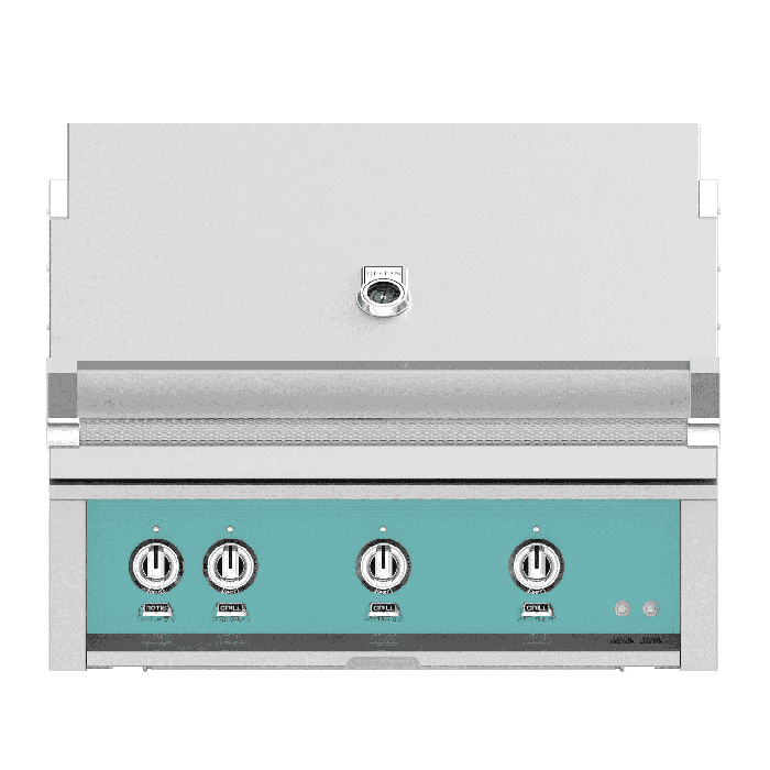 Hestan Steeletto 36" Built-in Grill Trellis, with Sear, and Rotisserie-Turquoise-Natural Gas