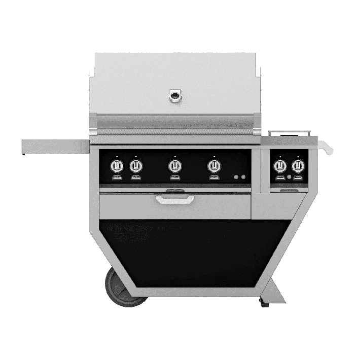 Hestan 36" Freestanding Grill with Trellis, Rotisserie, and Double Side Burner-Black-Natural Gas