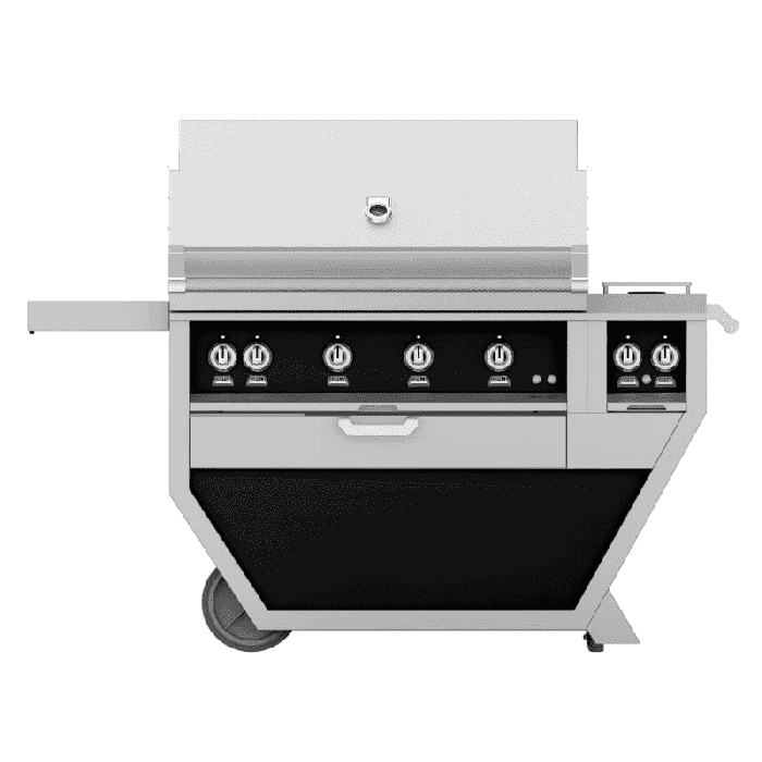 Hestan 42" Freestanding Grill with Trellis, Rotisserie, and Double Side Burners-Black-Propane