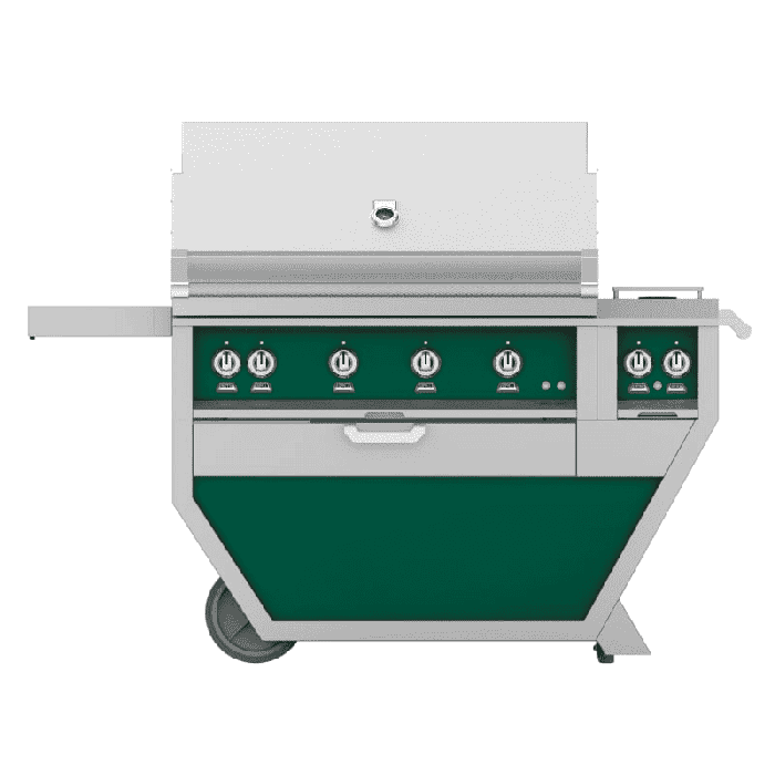 Hestan 42" Freestanding Grill with Trellis, Rotisserie, and Double Side Burners-Green-Propane