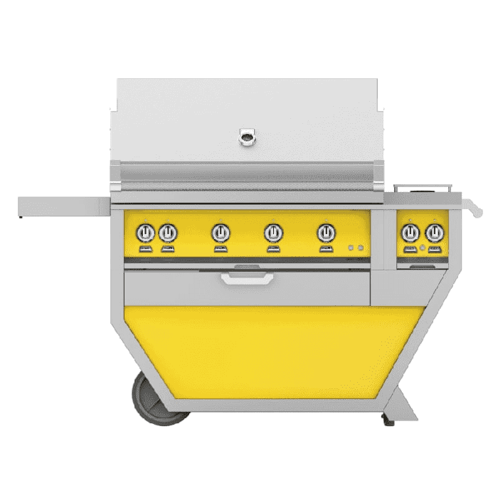 Hestan 42" Freestanding Grill with Trellis, Rotisserie, and Double Side Burners-Yellow-Natural Gas