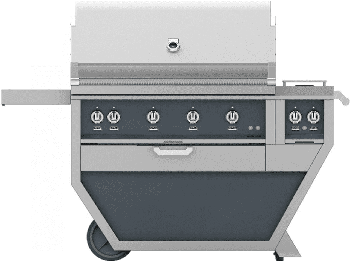 Hestan 42" Freestanding Grill with Trellis, Rotisserie, and Double Side Burners-Gray-Natural Gas