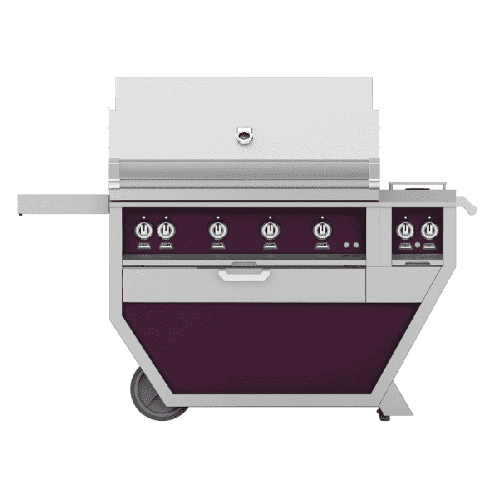 Hestan 42" Freestanding Grill with Trellis, Rotisserie, and Double Side Burners-Purple-Natural Gas