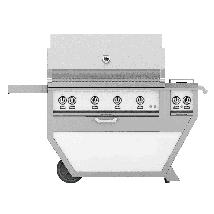 Hestan 42" Freestanding Grill with Trellis, Rotisserie, and Double Side Burners-White-Natural Gas