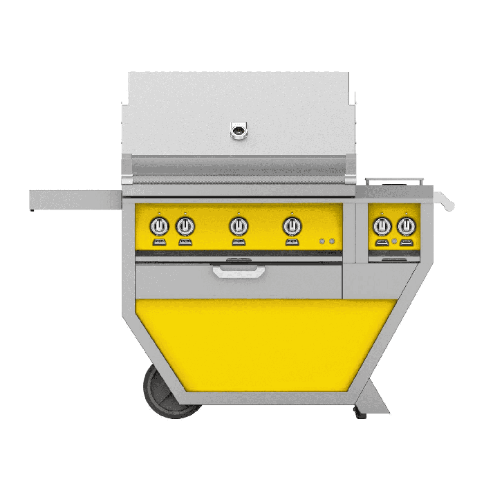 Hestan 36" Freestanding Deluxe Gas Grill with Trellis, Sear, and Double Side Burner-Yellow-Natural Gas