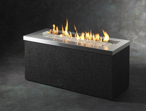 The Outdoor Greatroom Company Key Largo 54 Inch Linear Gas Fire Pit Table With 42 Inch Crystal Fire Burner Stainless Steel Kl 1242 Ss Barbeques Galore