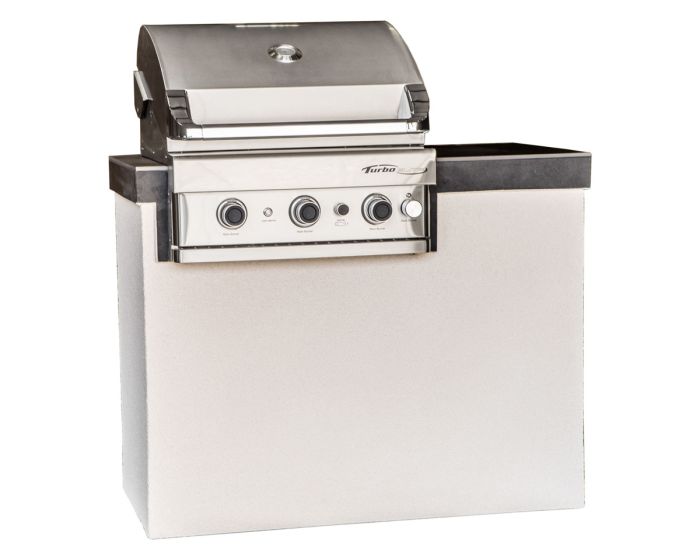 Lindsay 4 Foot Island with Turbo 3 Burner Gas Grill and Access Door Barbeques Galore
