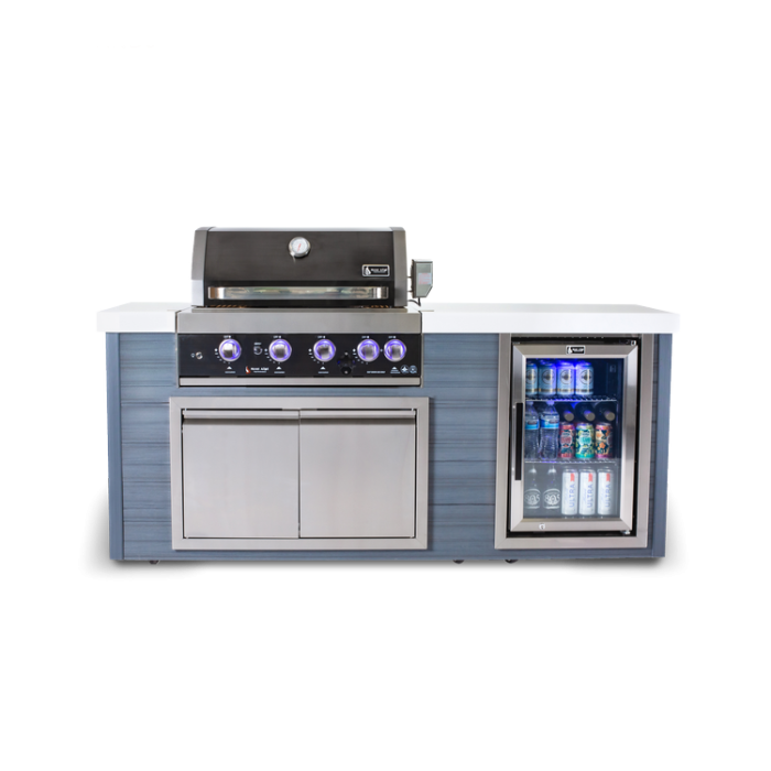 Mont Alpi 4Burner Black Stainless Steel Artwood Outdoor Island Grill