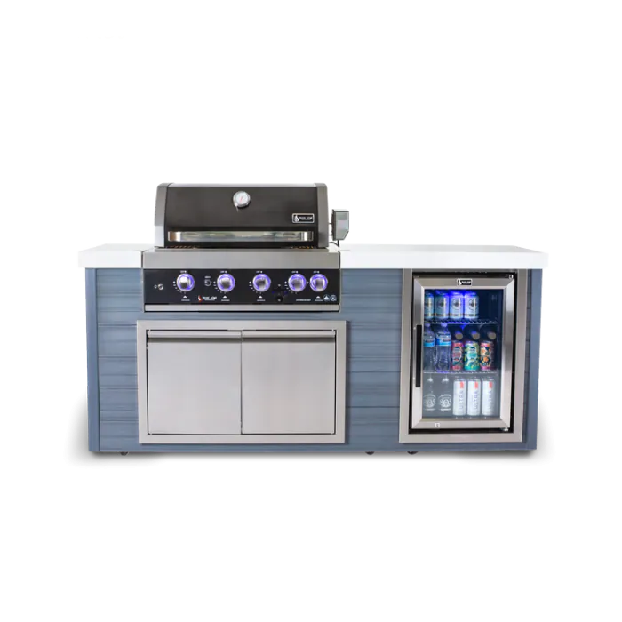 Mont Alpi 4 Burner Black Stainless Steel Art wood Outdoor Island Grill MA400 AWBSS