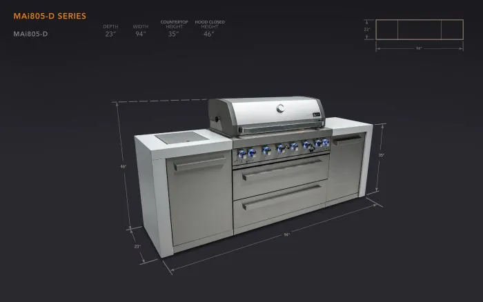 Mont Alpi 805 Deluxe Propane Gas Island Grill W/ Infrared Side