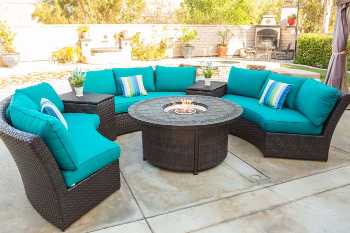 Aztec Circular 7 Piece Set 3 X Curved Sofa Pieces 3 X Accent Tables Fire Table Barbeques Galore