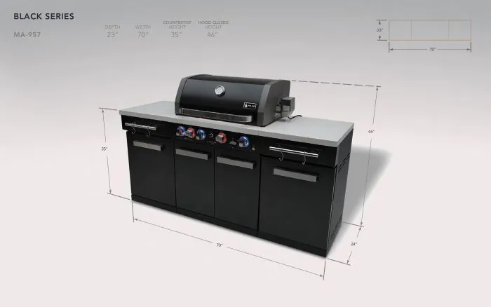 Mont Alpi 957 Propane Gas Island Grill - Black Stainless Steel