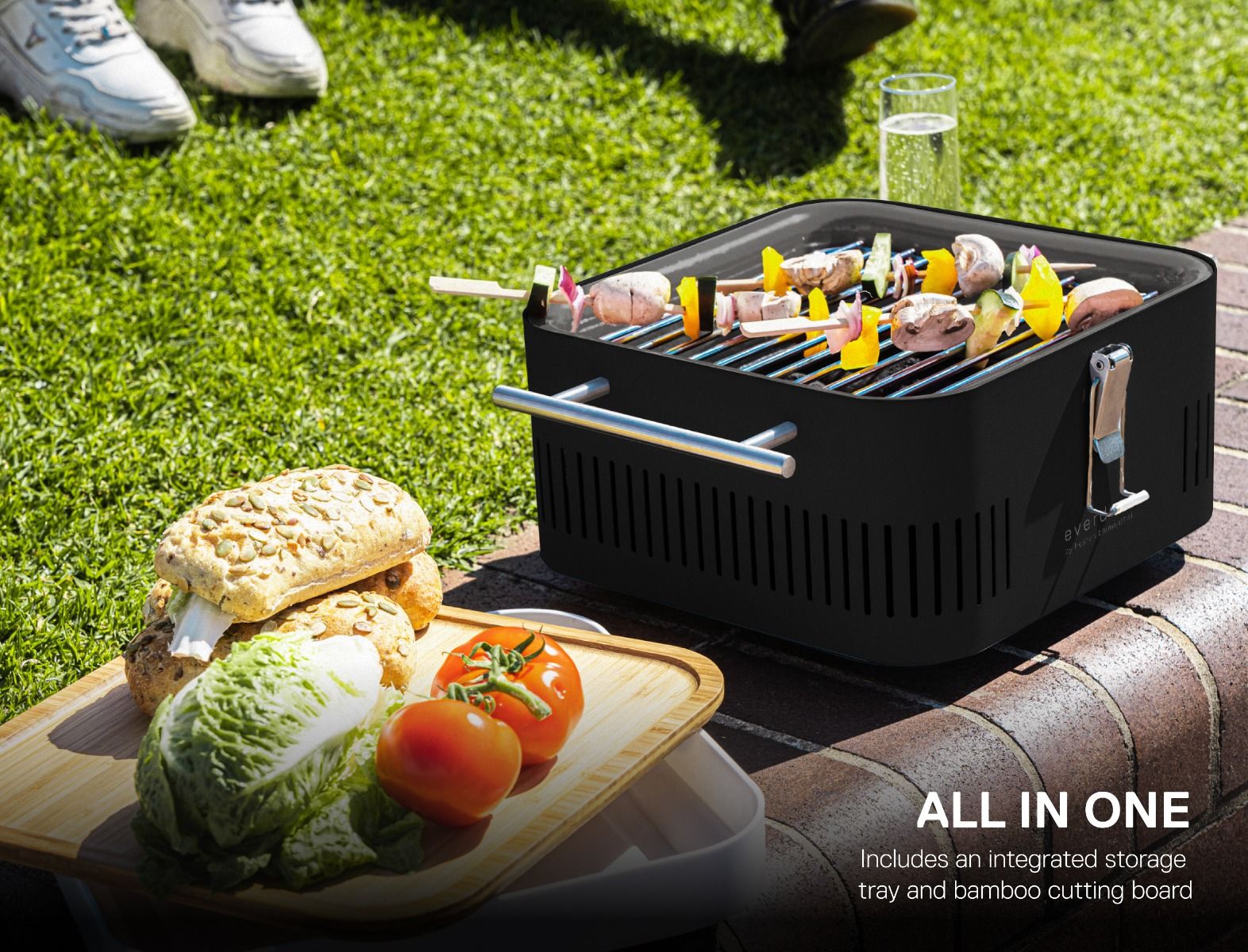 Everdure Cube By Heston Blumenthal 17 Inch Portable Charcoal Grill Black HBCUBEBUS Barbeques Galore in Irvine CA