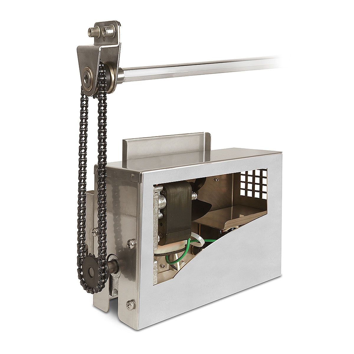 Full stainless steel grill with hood, control panel, and double-door cabinet