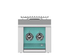 Aspire By Hestan Built-In Natural Gas Double Side Burner - Bora Turquoise - AEB122-NG-TQ