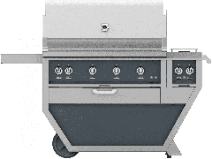 Hestan 42" Freestanding Grill with Trellis, Sear, Rotisserie, and Deluxe Cart w/ Double Side Burner-Gray-Natural Gas