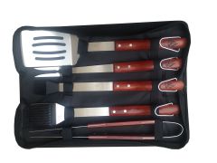 Barbeques Galore Rosewood Handle Tool Set - 5 Pieces