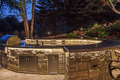 Outdoor Kitchen Lit Cabinets
