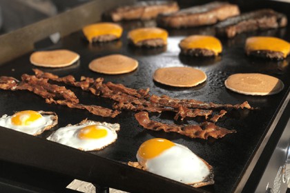 grilling brunch on griddle